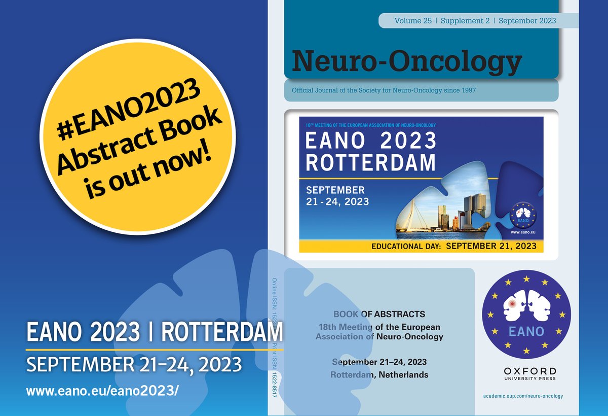 We are excited to announce that the #EANO2023 abstract book has now been published online! Download and read now 👉 eano.eu/eano2023/abstr… 
#braintumor #NeuroOncology #neurosurgery #cancernurse #neuropathology #radiotherapy #AHP #btsm <a href="/NeuroOnc/">SNO</a> <a href="/theIBTA/">IBTA</a> <a href="/OncoAlert/">OncoAlert</a> <a href="/WeAHPs/">WeAHPs 💙</a>