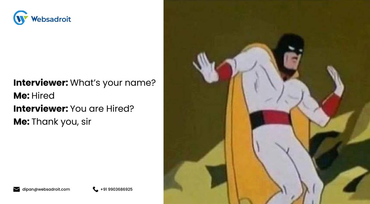 websadroit's tweet image. Gotta bring your A game to every interview. 😂

#interview #interviewhumour #interview2023 #interview2022 #jobinterview #thursdayhumour #instajokes #instajoker #officehumour😂