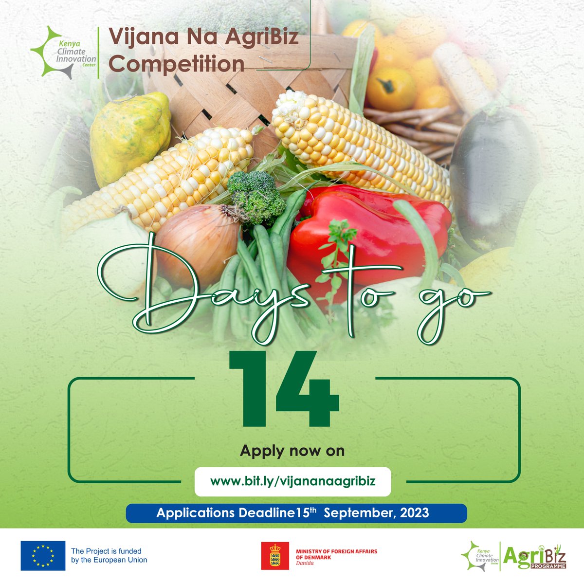 KenyaCIC's tweet photo. Deadline for applications is fast Approaching! 
 
#Women and #youths (18-35 years) in the #agribusiness sector across the 47 counties in Kenya, don't miss this chance to win Ksh. 1 Million and be mentored by seasoned professionals in the industry. Read more: https://t.co/Y1MqNiDC5l

Apply through our application form before Friday, 15th September 2023 here: https://t.co/2tbEobSXmj