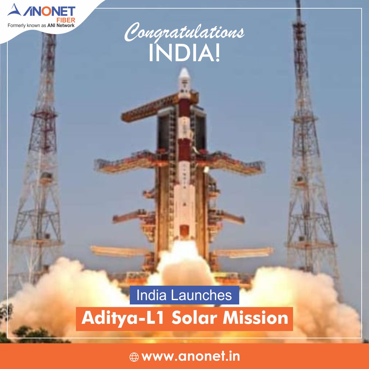 CONGRATULATIONS INDIA!🇮🇳, Let's conquer the SUN☀ now.

India successfully launched its maiden solar mission Aditya L1.

#ISRO #SpaceAchievements #PromisingIndia #AdityaL1 #SpaceLaunch #ExcitelBroadband #IndianSpaceProgram #Anonet #Anonetcommunications #India