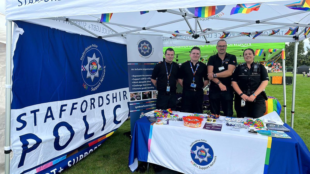 Today we are <a href="/chase_pride/">Chase Pride</a> in Hednesford come down and talk to us about #recruitment #LGBT #policing . We are supported by <a href="/StaffsPolUnison/">Staffs Police Unison</a> <a href="/StaffsPolFed/">Staffs Police Federation</a> <a href="/CannockPolice/">Cannock Police</a> @CannockLPT @CannockInsp <a href="/StaffsCadets/">Staffs Police Cadets</a> @StaffsSpecials <a href="/StaffsPolice/">Staffordshire Police</a> <a href="/StaffsIntel/">Clair Langley</a> 🏳️‍🌈🏳️‍⚧️ @LGBTpoliceuk 🏳️‍⚧️🏳️‍🌈