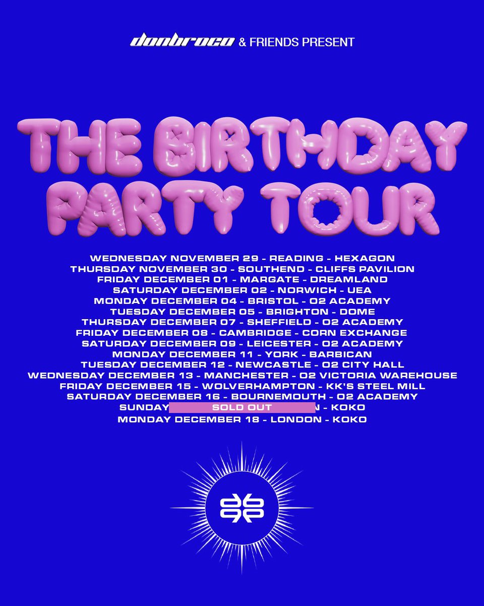 Hot diggidy damn Broco At Koko sold out in less than a minute 🥵 2nd London show on sale now + super low ticket warning for Bristol, Reading, Leicester &amp; Bournemouth if you wanna come to the birthday party make sure you get your tickets today 🥳🥳 myticket.co.uk/artists/don-br…
