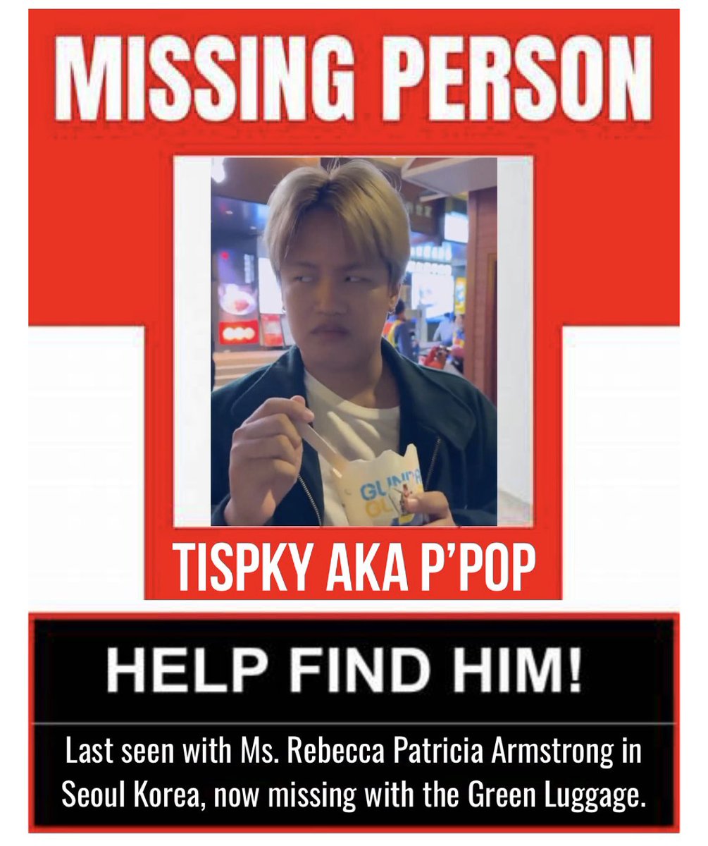 jamiegurl38's tweet photo. Another missing person.
Missing Person: P’Pop
Suspect: Ms. Rebecca Patricia Armstrong

If there’s a sign of him or even the luggage dont forget to tweet with a hashtag #MissingPPop ✌🏼

#tispky #beckysangels https://t.co/OkpTtD2Ip5