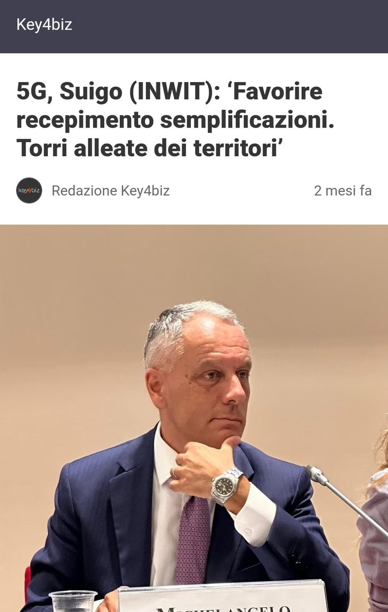 "Favorire il recepimento delle semplificazioni. Torri alleate dei territori’ <a href="/Key4biz/">Key4Biz</a> su dibattito <a href="/ICompetitivita/">I-Com</a>
a <a href="/Montecitorio/">Camera dei deputati</a>
con <a href="/NazarioPagano/">Nazario Pagano</a>
<a href="/deidda/">Salvatore Deidda noto Sasso</a> <a href="/daempoli/">Stefano da Empoli</a>
<a href="/robertobasso/">Roberto Basso</a>
“Indagine <a href="/IstitutoPiepoli/">Istituto Piepoli</a>: 61% italiani accettano disagi pur di avere 5G”
key4biz.it/5g-suigo-inwit…