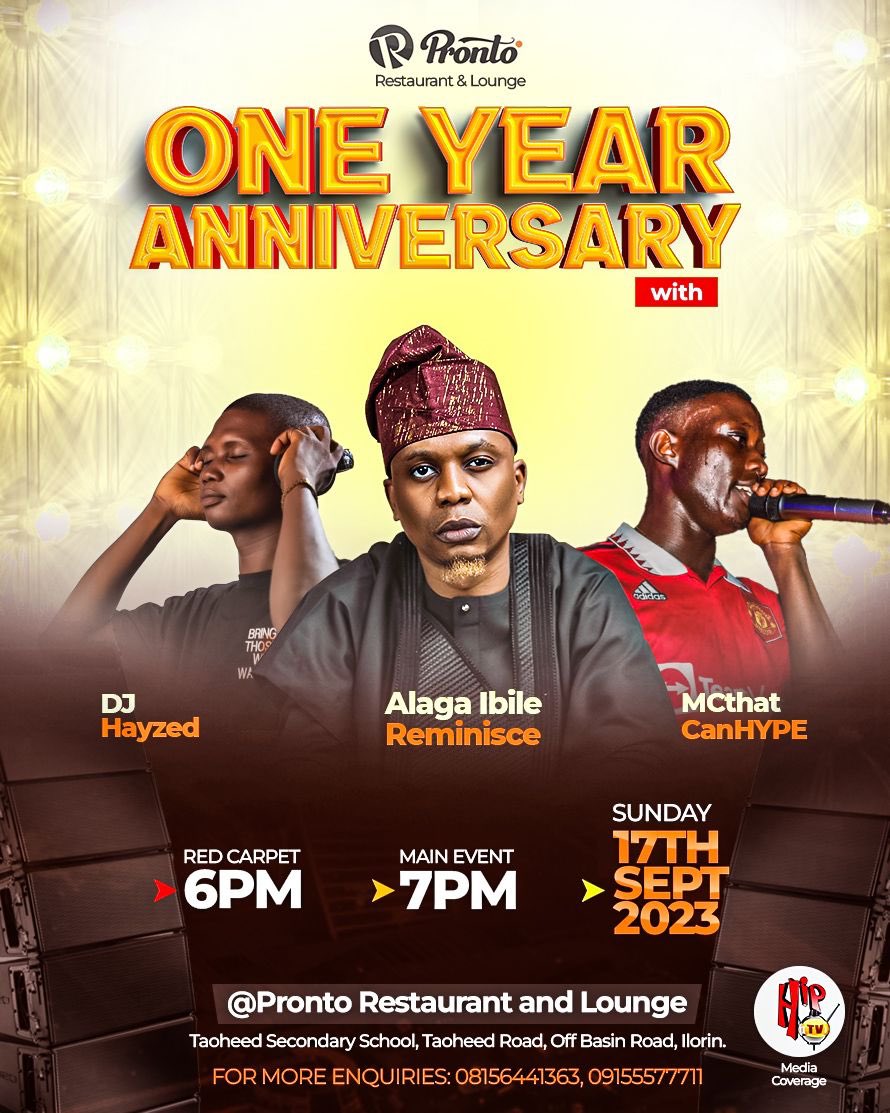 _ashowz's tweet photo. Come sept 17th 2023 we are celebrating #Prontoat1 anniversary with @IamReminisce, DJ Hayzed, MC that can hype and other entertainers
Join us for a night of rhythm, flavor, and style Let's make memories together!ππ·
Check flier for more details https://t.co/6cLMkXwg8s