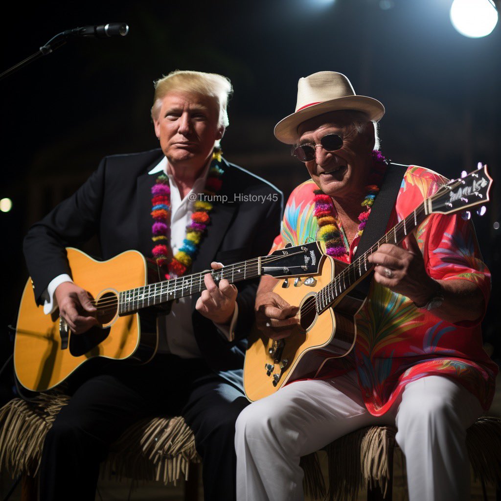 Donald Trump jamming on stage with the legendary Jimmy Buffett.
Rest in peace, Jimmy ❤️
