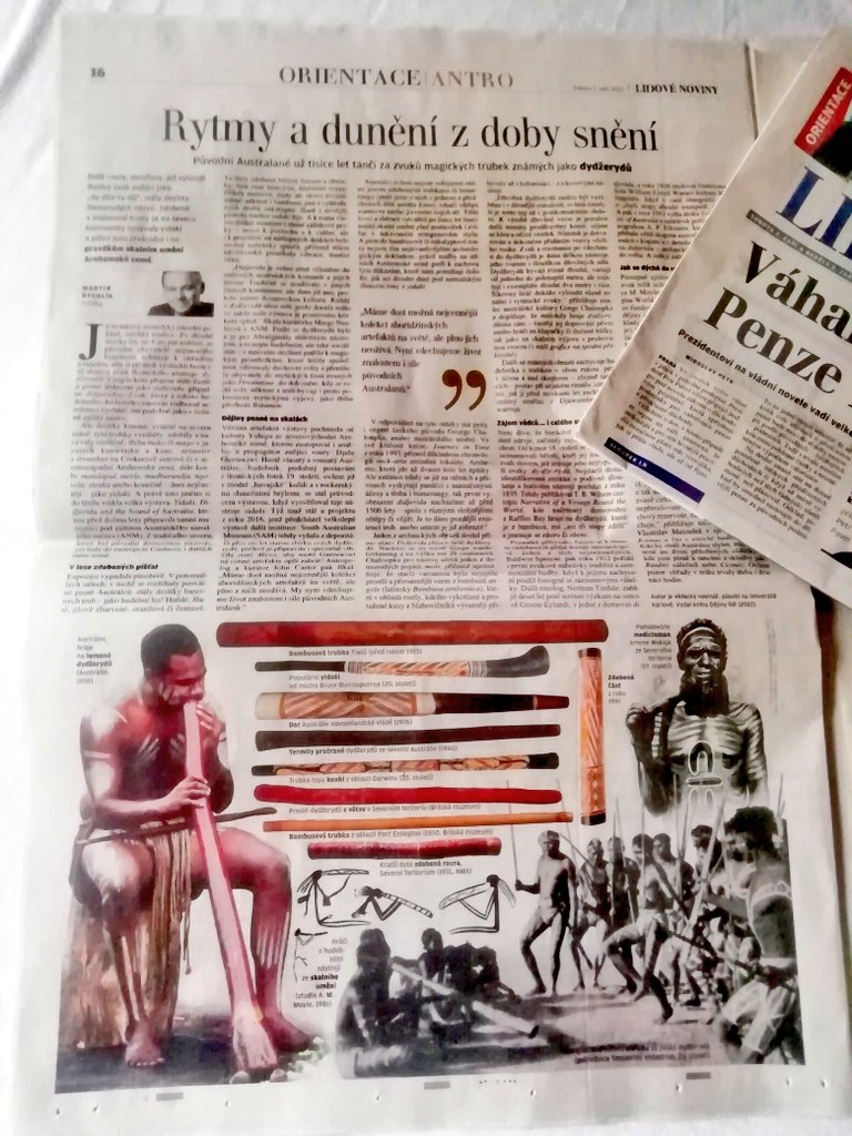 martinrychlik's tweet photo. 🗞️ Další - již 17. - díl seriálu #Etno ve víkendových LN #Orientace: tentokrát píšu o austrálském dydžerydů (#didjeridu, #yidaki) aneb jak zdobené "roury" znějí. Na skalních malbách v Arnhemské zemi byly k vidění před 1500 lety, ale jejich tradice je nejspíše daleko starší 🎶🌏 https://t.co/9HhcfImmJo