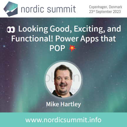 3 WEEKS TODAY I'll be at Nordic Summit talking about "👀 Looking Good, Exciting, and Functional! Power Apps that POP💥"

Head on over to NordicSummit.info for more info - Hope to see you there!

#Community #NordicSummit #PowerApps #Event #Accessibility #a11y #Microsoft