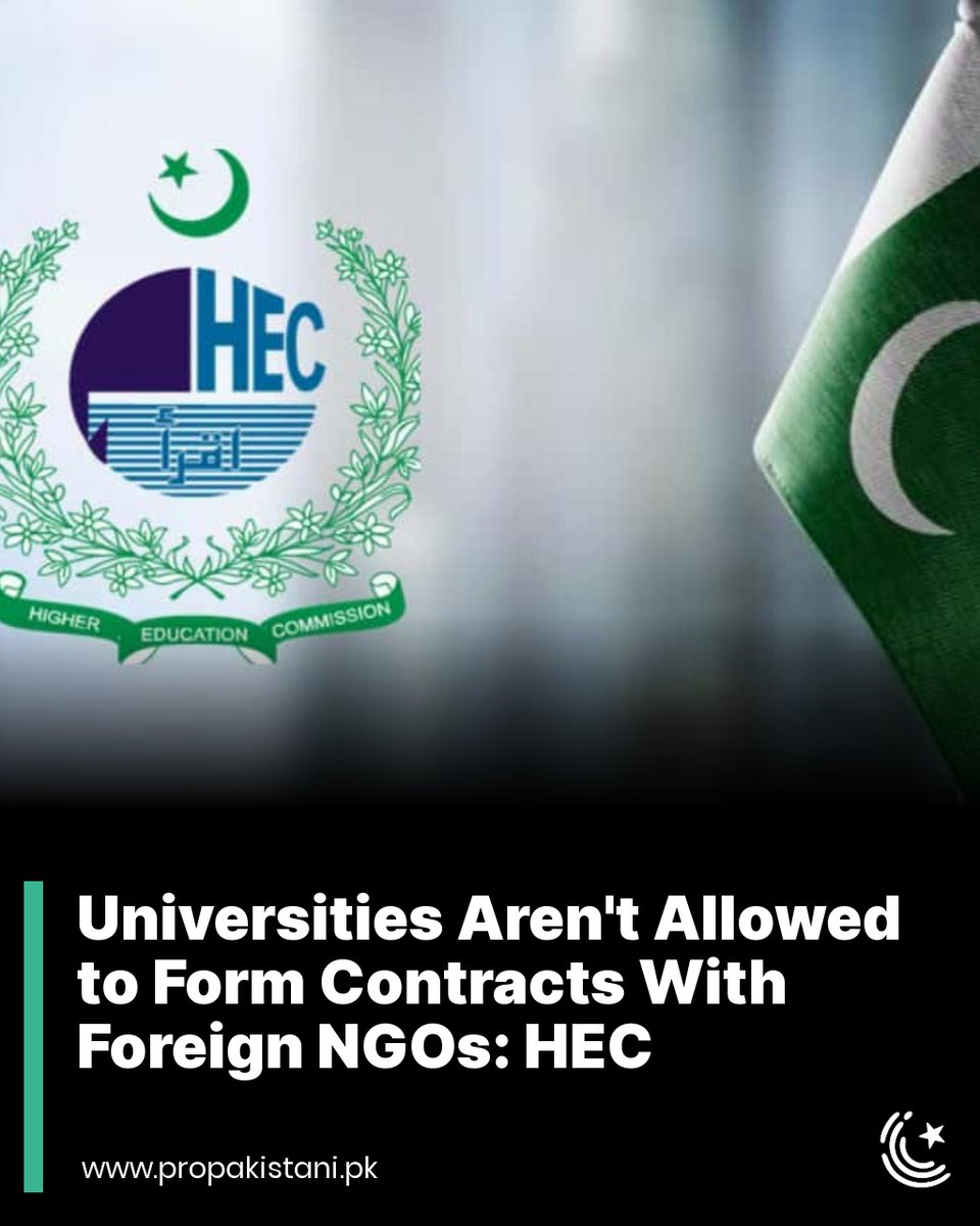 ProPakistaniPK's tweet photo. HEC has asked them to continue their operations independently, free from external influences that could potentially jeopardize the country's stability.

Read More: https://t.co/MFDBAm4iWN

#HEC #Universities #NGOs #ForeignNGOs https://t.co/Wbw1HSiVzT