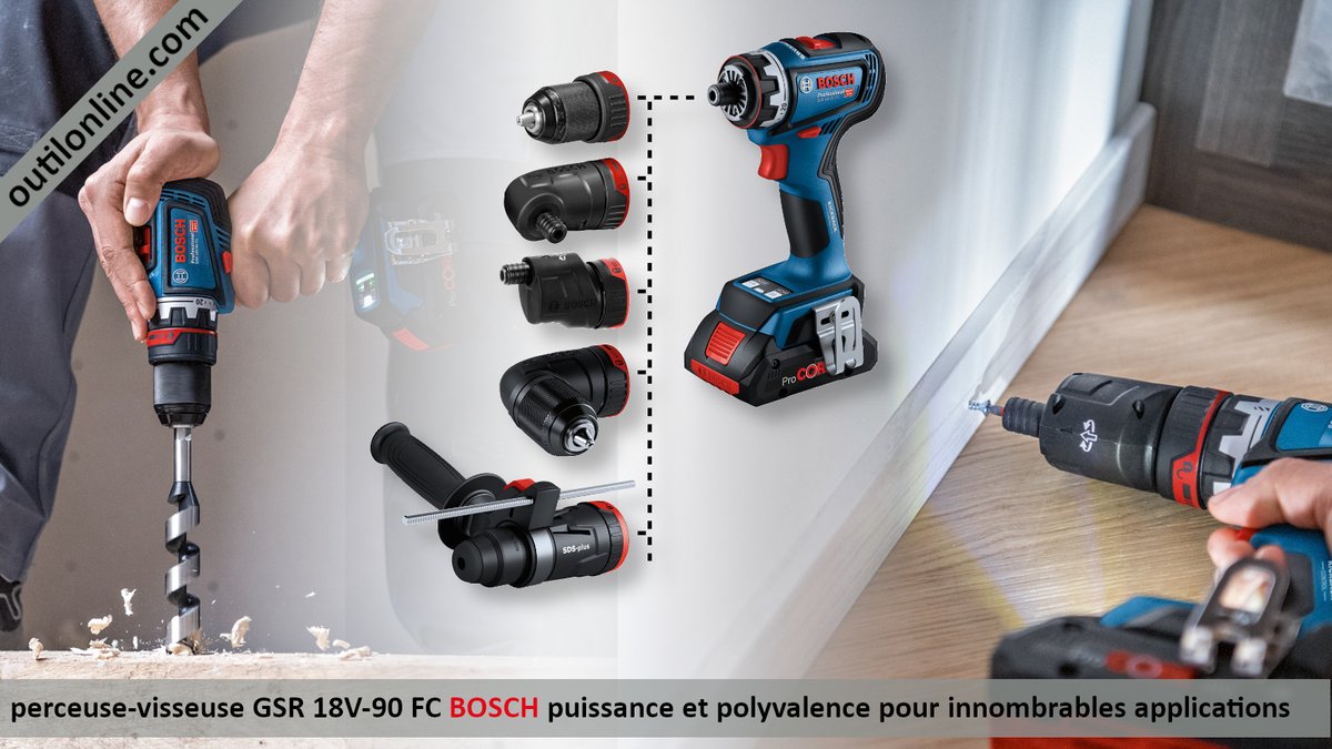 OutilonlineCom's tweet image. #perceusevisseuse sans-fil GSR18V-90FC #Boschpowertools. outilonline.com/catalog/perceu…. Mandrins interchangeables pour applications #entretienbâtiment #menuiserie #installationclimatisation #installationchauffage #montagecuisine #agencement #plombier #outillage #artisan