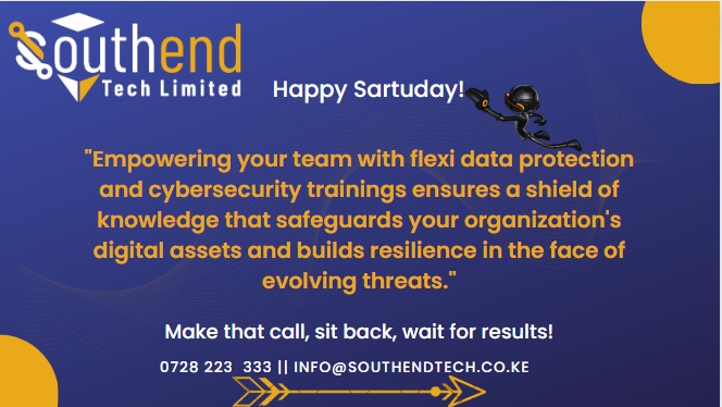 southend_tech's tweet image. "Saturday: A perfect day to strengthen your digital armor, one byte at a time. Cybersecurity training today keeps the breaches away tomorrow." 🛡️💻 #securesaturday

Contact us for discounted prices this September.

southendtech.co.ke
#MamboNiMatatu 
#MasculinitySaturday