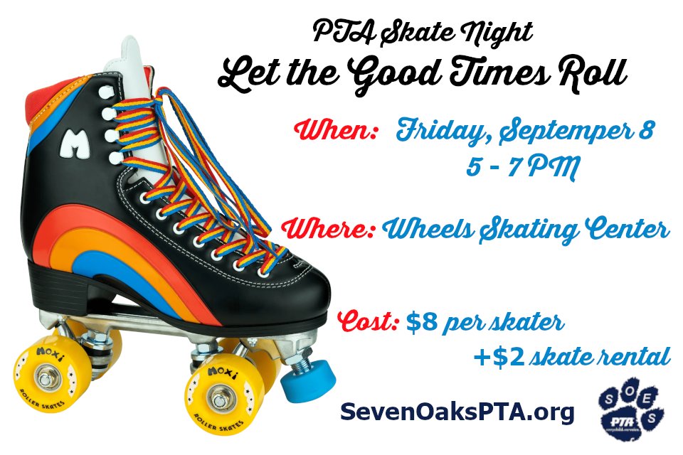 SOESOdentonPTA's tweet photo. Did we forget to mention....Skate Night?! @SevenOaksES see you at Wheels. #AACPSAwesome #MeadeStrong #WeAreSevenOaks https://t.co/SJ6604W4hE https://t.co/TVhQRiXxc7