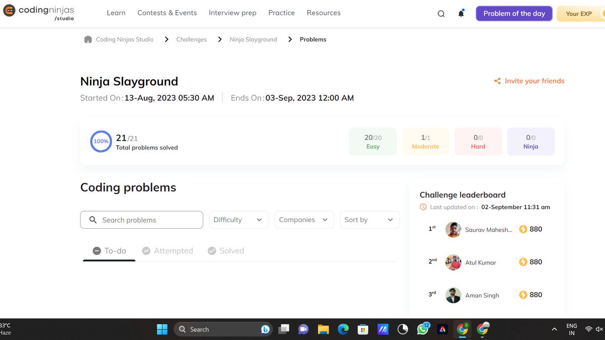 Jia_shr's tweet photo. Day 21 of #NinjaSlayground #CodingNinjasStudio

Successfully completed the challenge
@CodingNinjasOff @DrinkSlayCoffee https://t.co/9R5Ky1qdJ1