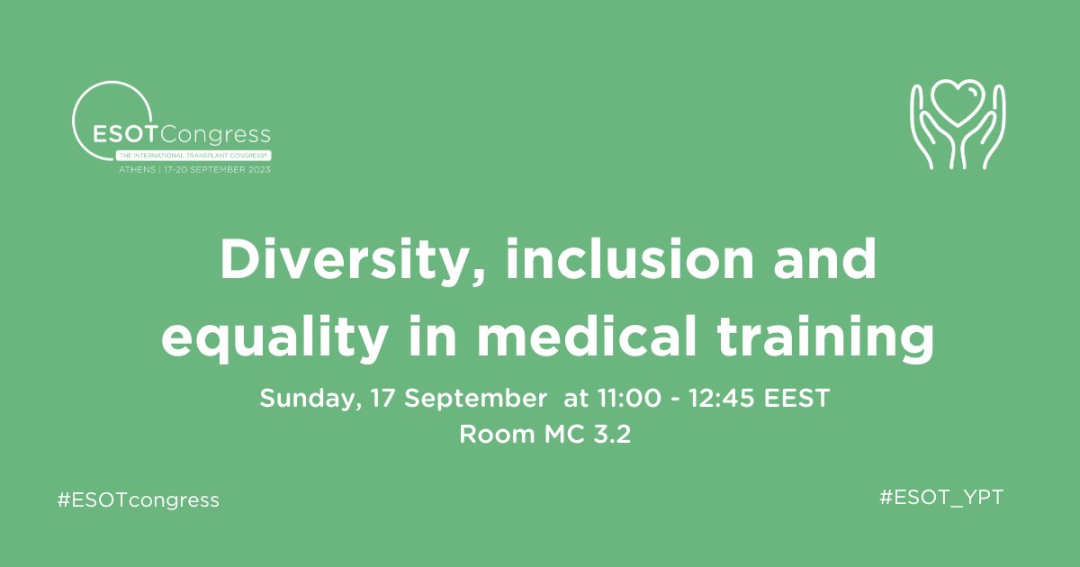 We aim to foster an open dialogue & promote greater understanding about these essential topics. Join the discussion on diversity, inclusion and equality in medical training With our panellists @SanemGulerCime1 @Paulo_MartinsMD @vigitil #ESOT_YPT #ESOTcongress…