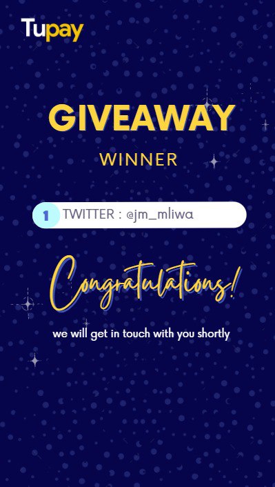 Congratulations🤩 to <a href="/jm_mliwa/">MWAFUNJA FC™️</a> for winning August end month giveaway. We thank everyone for participating and argue you to keep an eye for the next giveaway and continue topping up with Paybill 737373.