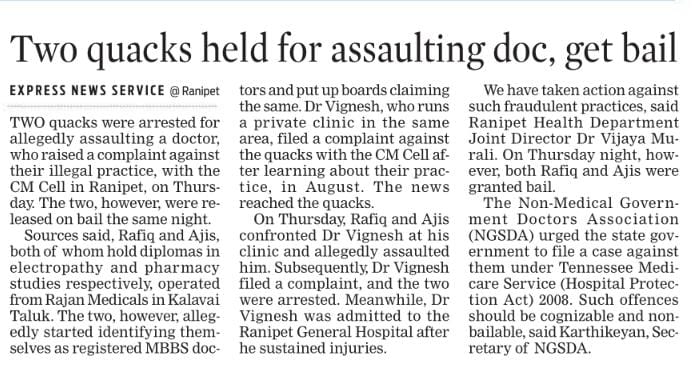 Expressed my displeasure and upset over the anti quackery team in Tamilnadu and Am extending my support on behalf of Ngsda to the affected doctor.
#doctor #assault #india #TamilNadu #quack