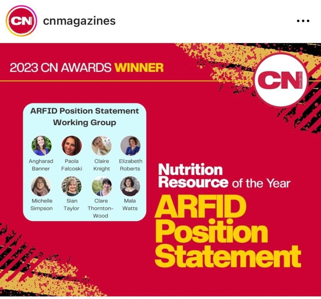 Congratulations to this amazing group of Dietitians who have just won 'resource of the year' for their position statement on #ARFID 👏👏👏👏👏 

Link below...

<a href="/DashaNicholls/">Dasha Nicholls</a> <a href="/NHSE_WTE/">NHS England Workforce, Training and Education</a>  <a href="/rcpsychEDFac/">RCPsych Eating Disorders Faculty</a> <a href="/BDA_Dietitians/">British Dietetic Association</a> <a href="/NHSEnglandMedia/">NHS England Media</a>