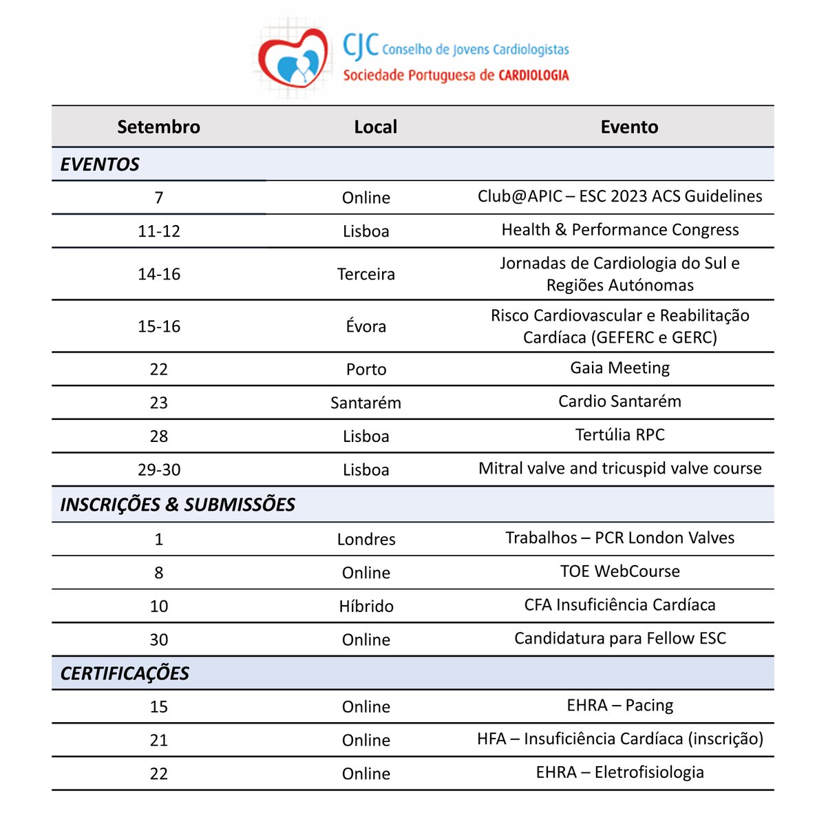jovens_conselho's tweet photo. Pronto para recomeçar? Espreita as #DatasnaCardio de Setembro, selecionadas pelo #CJCardio! https://t.co/jUPOJKpVSm