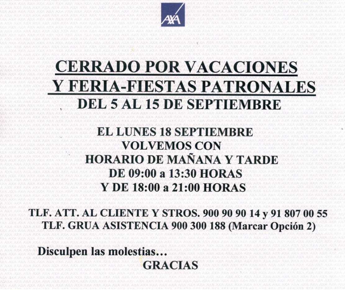 La Agencia Exclusiva AXA de Lebrija...
INFORMA