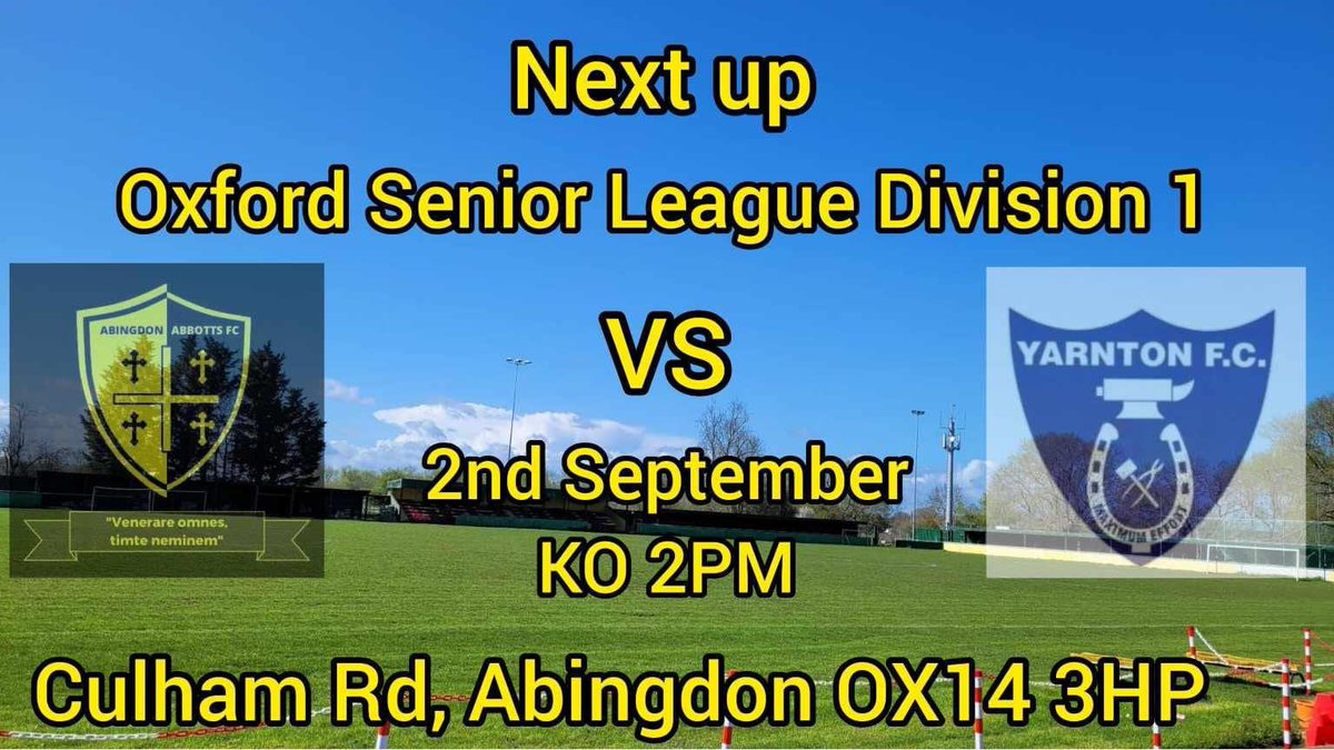 Today is our first game of the season, we host Yarnton Reserves.
Come on &amp; support us

🟡⚫️ WeAreAbbotts