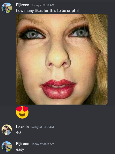 Fijiresa's tweet photo. we have a mission @Loxella_yt's new pfp soon #TaylorSwift #Swifties #abcformom https://t.co/bJNlDdDnPy