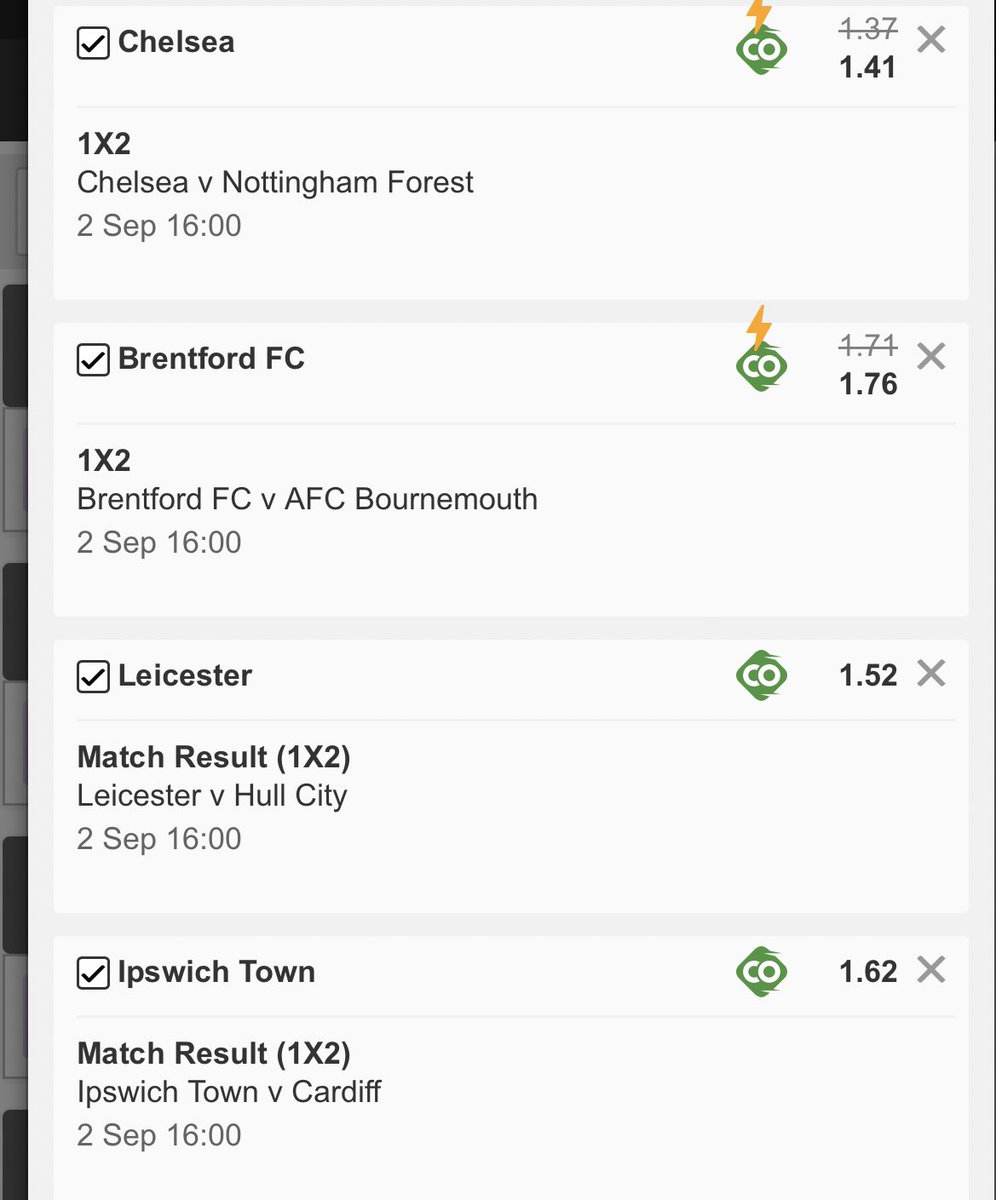 afrikakula1's tweet photo. ⚽️SATURDAY 7 STRAIGHT WINS⚽️

BRENTFORD
CHELSEA 
SPURS
IPSWICH 
LEEDS UTD 
LEICESTER 
NORWICH 

GOOD LUCK ALL 🍏

Multi Bet betslip X55F75173 https://t.co/6p9oFAXfnr https://t.co/62CjqWjgnv