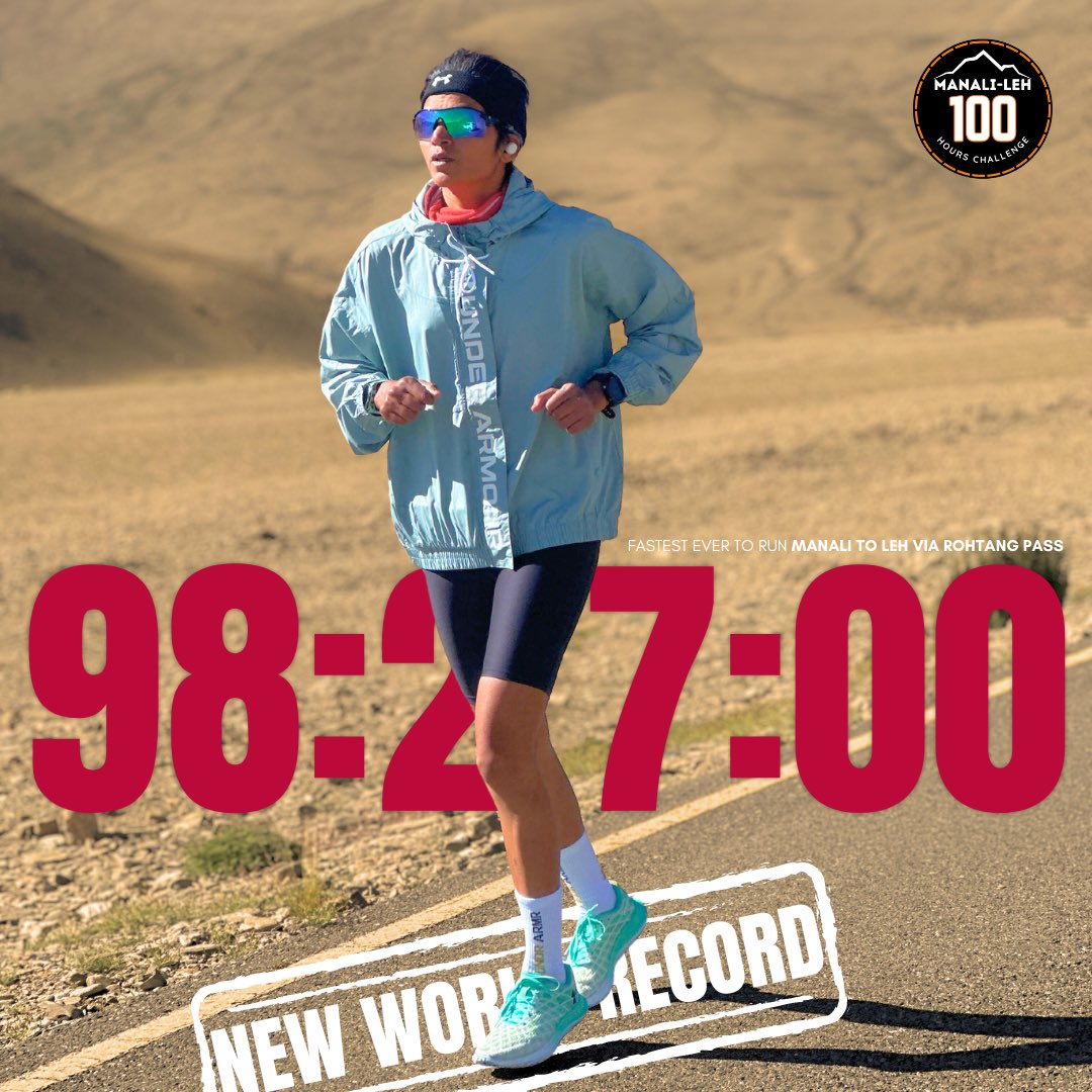 New World Record 🏆

Got what I trained for! 

Now the Fastest ever to run from Manali to Leh via Rohtang pass. 

Official time 
98 HOURS 27 MINUTES 

#100hoursChallenge #ManaliLeh #ultrarunning #newworldrecord #bethebestyou #noexcuses