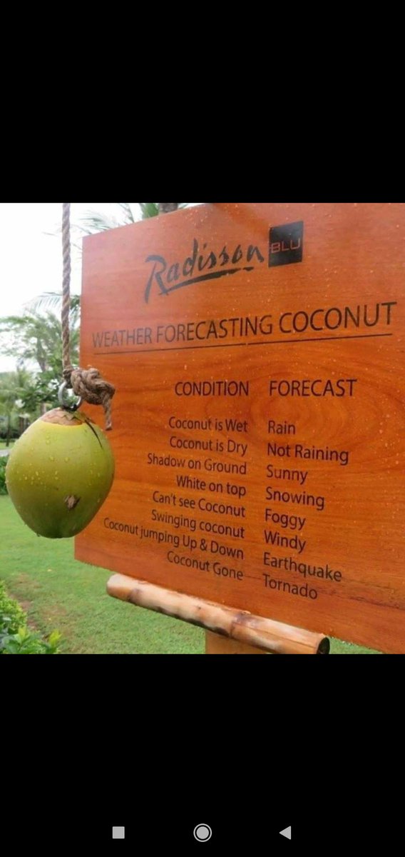 What an innovative way of forecasting weather😆

#WorldCoconutDay #CoconutDay