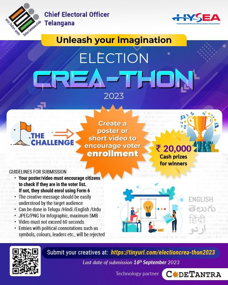 ACLB_Rangareddy's tweet image. Election Crea-thon 2023

@CEO_Telangana 
@CollectorRRD 
@ECISVEEP