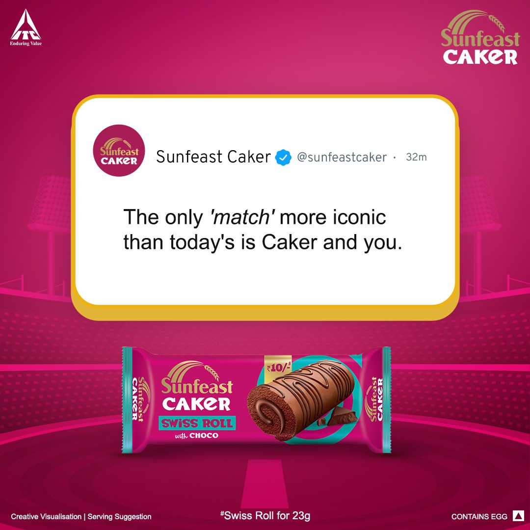 sunfeastcaker's tweet photo. Wishing Team the very best on the pitch today! Share the nail-biting moments during the match with Sunfeast Caker.

#india #match #allthebest #sunfeastcakertrinity #sunfeast #caker #indiateam #bestwishes #tasty #treats #delicious https://t.co/cuyi1eRYBQ