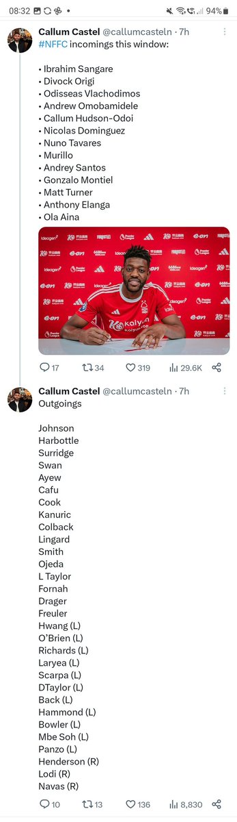 DD_Thomo's tweet photo. Just leave this here for the ones that always say, "How many more players do Forest want?".....

Yes, we've been busy, but look at the numbers we've lost! 

#NFFC @callumcasteln https://t.co/3UnzrTMc7n