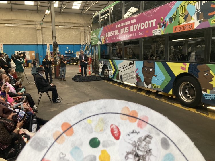 ElaineRartist's tweet photo. What a pleasure to document the amazing passion of @julzBrizzle @Curiosity_Unltd #BristolBusBoycott and 60 yrs. The inspiring talk @PRStokesCroft with Julz and #GuyBailey 28th August and then the gathering @stmaryredcliffe to honour the #pioneers 💚#racelationsact65 https://t.co/W9VukR4Cxn