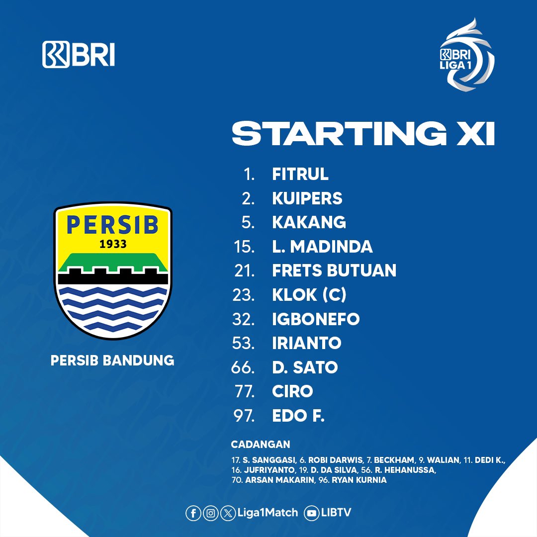 Liga1Match's tweet photo. Daftar Susunan Pemain
@Persija_Jkt v @persib
Dukung terus tim kebanggaan kamu di BRI Liga 1-2023/24.
#BRILiga1202324
#MentalJuara
#SupporterBersatu
#BersamaBisa
#PSJPSB https://t.co/2yqvVgRwUl