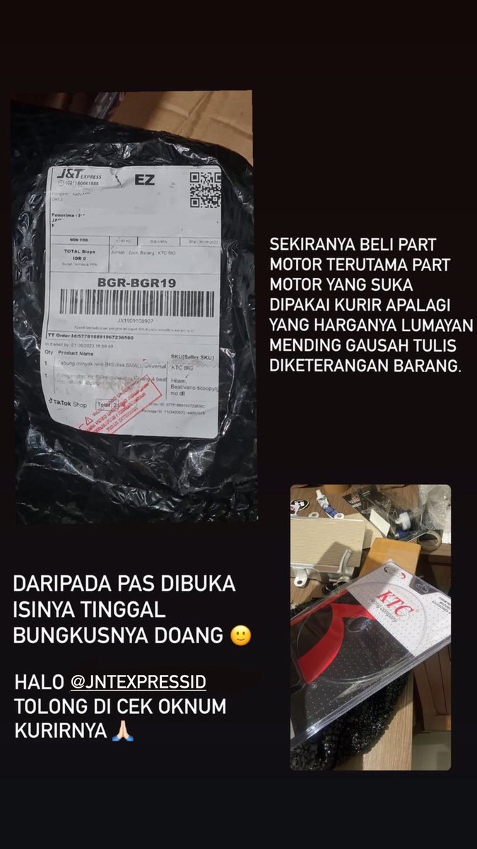 ilhamadi261's tweet photo. @VikingTNG @jntexpressid Wah sama bang, tapi ini paket gua DIMALING https://t.co/IDVuihlOa4