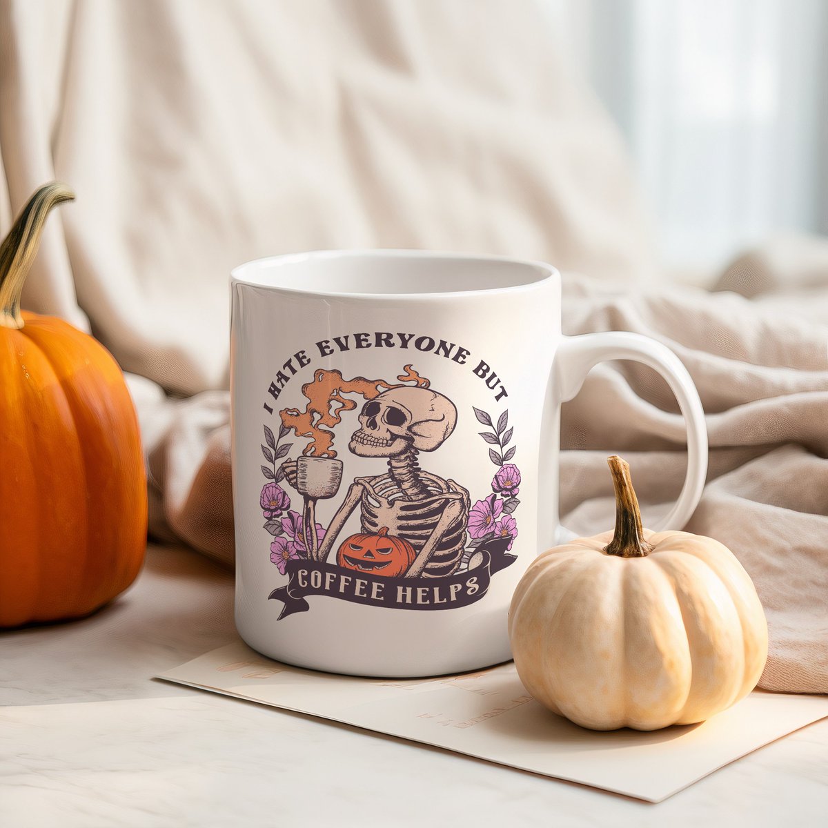 harustorexetsy's tweet photo. βπ Fall in Love with Autumn Vibes! ππ
π§‘ Perfectly designed with a floral and pumpkin decor, it's the perfect companion for your morning brew. And the quote? "I hate everyone, but coffee helps." ππ#AutumnVibes #CoffeeLovers #FallMug #CozySeason #EtsyShop #PumpkinSpice https://t.co/efL8P2K52l