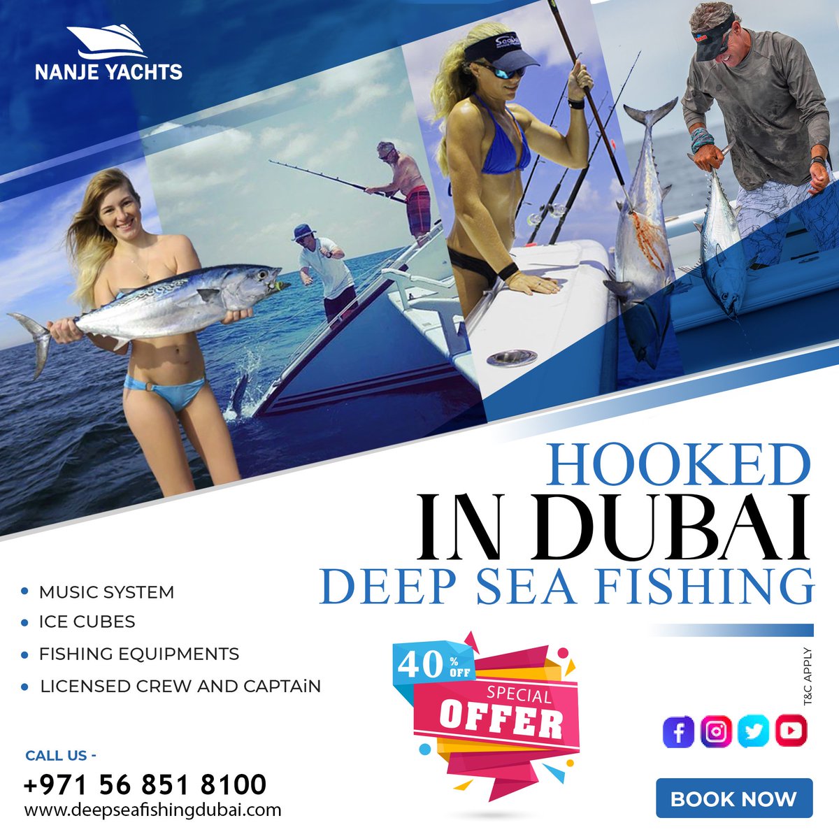 Nanjeyachts's tweet image. Hook, line, and sinker! Secure your spot on our yacht fishing excursion and enjoy a generous 40% discount. Limited time offer.
for Bookings Contact Us
📞 : +971503956100
🌐 : deepseafishingdubai.com
#fishinguae #fishing #uae #fishinglife #jigging #mydubai #fishingislife #dubai