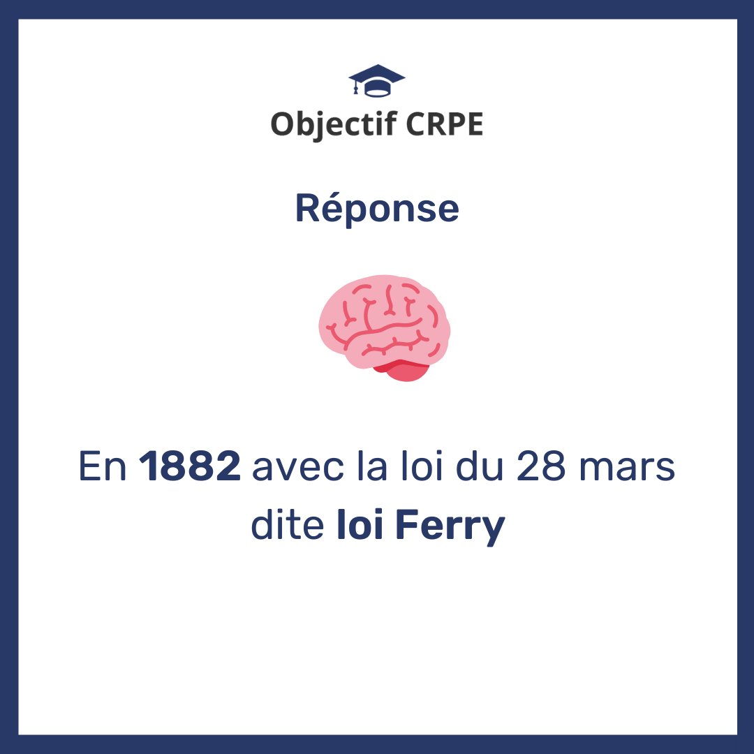 ObjectifCrpe's tweet photo. Préparez le CRPE 2024 dès maintenant 👉 https://t.co/GwnqlPyZWI
Saurez-vous répondre à la question suivante : quand l'enseignement public est-il devenu laïc ? 🤔
#crpe #crpeiste #objectifcrpe #revisetoncrpe #professeurdesecoles https://t.co/NdMEUYfheo