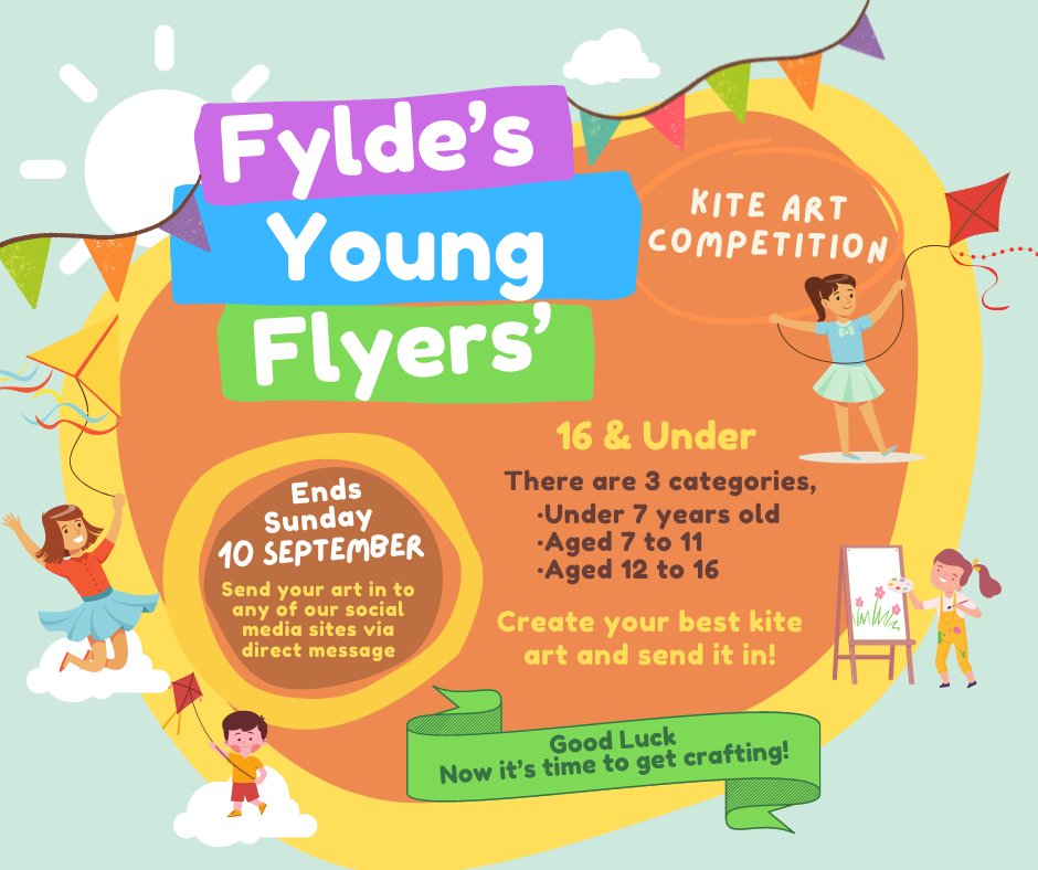 We're inviting you to participate in our competition to celebrate the Kite Festival. 🌈✨

Craft and submit your kite art to try and win some amazing prizes! 🏆🎁

Send your art by direct message to enter! T&amp;C 👉  ow.ly/9SxE50PGJXB

#YoungFlyersKiteArt #StAnnesKiteFestival