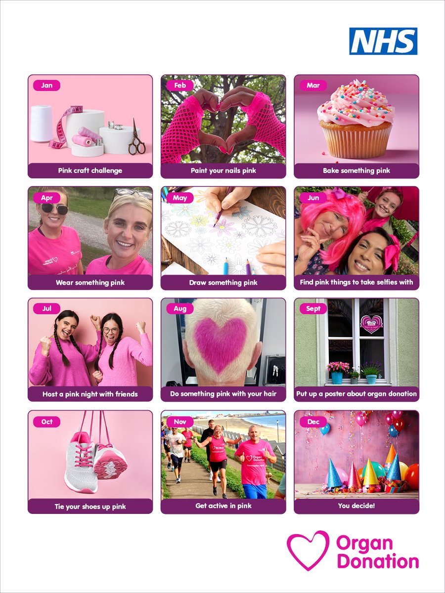 NHSOrganDonor's tweet photo. #OrganDonationWeek is coming up soon. That means you need a pink 💗 activity to celebrate!

Don’t worry though, we’ve got you covered…

The month you were born decides your chosen activity! 📅

Let us know what you’ve been given and any ideas you have. https://t.co/ZmQs6TzxNi