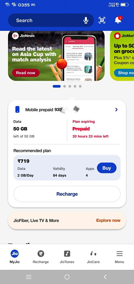 SonyIndiaTv's tweet photo. @Jio @trai please hilp today Recharge and today expiring https://t.co/oVSwNurNMN