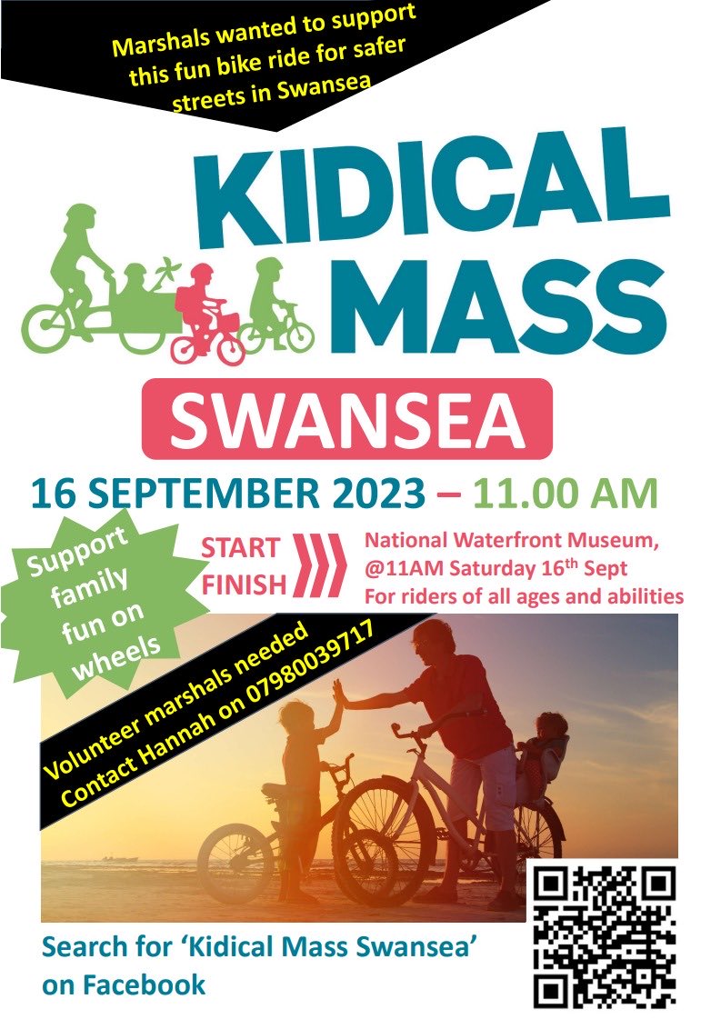 patrickdtribe's tweet photo. Swansea Kidical Mass ride, Saturday 16th September at 11am. Starting in front of the National Maritime Museum #sustrans #rideforall #saferstreets #kidicalmass - it’d be great to see you there https://t.co/BislrH88O4
