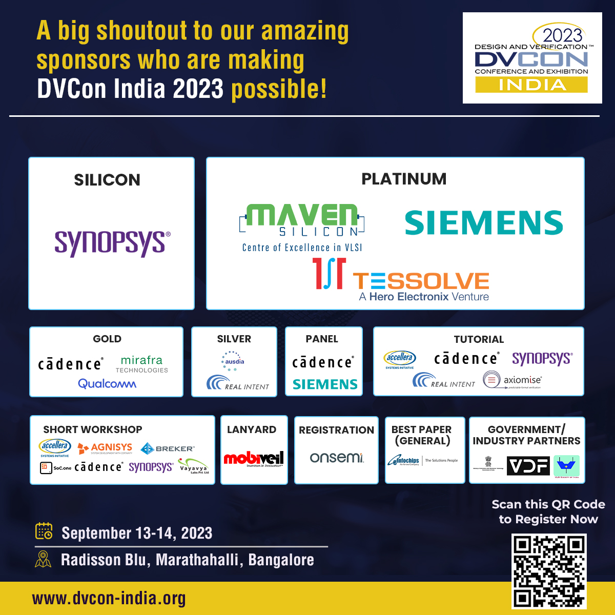 Big thanks to our incredible sponsors for making DVCon possible! Your support drives innovation and excellence in tech.

If you still have not registered for the DVCon India 2023, here is the link, lnkd.in/dCXKNvYD

#DVCon #DVCon2023