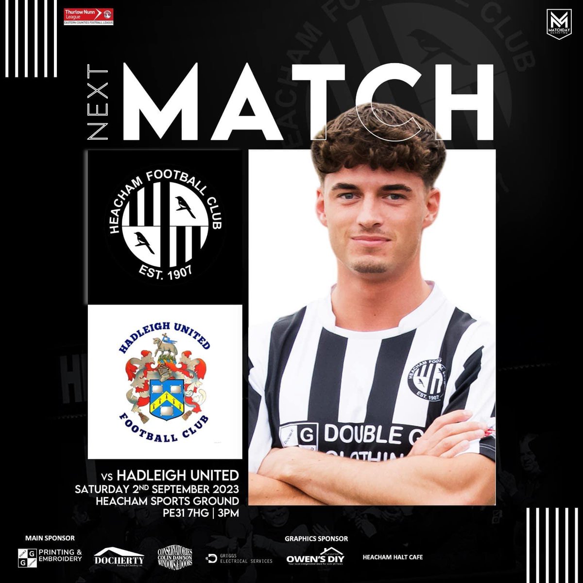 HeachamFC's tweet photo. Today’s match will be sponsored by JCJ Construction, we thank them for their continued support! It’s a 3pm kick off in the @ThurlowNunnL Premier Vs @OfficialHUFC Get down and support the team! https://t.co/cflsePPPIx