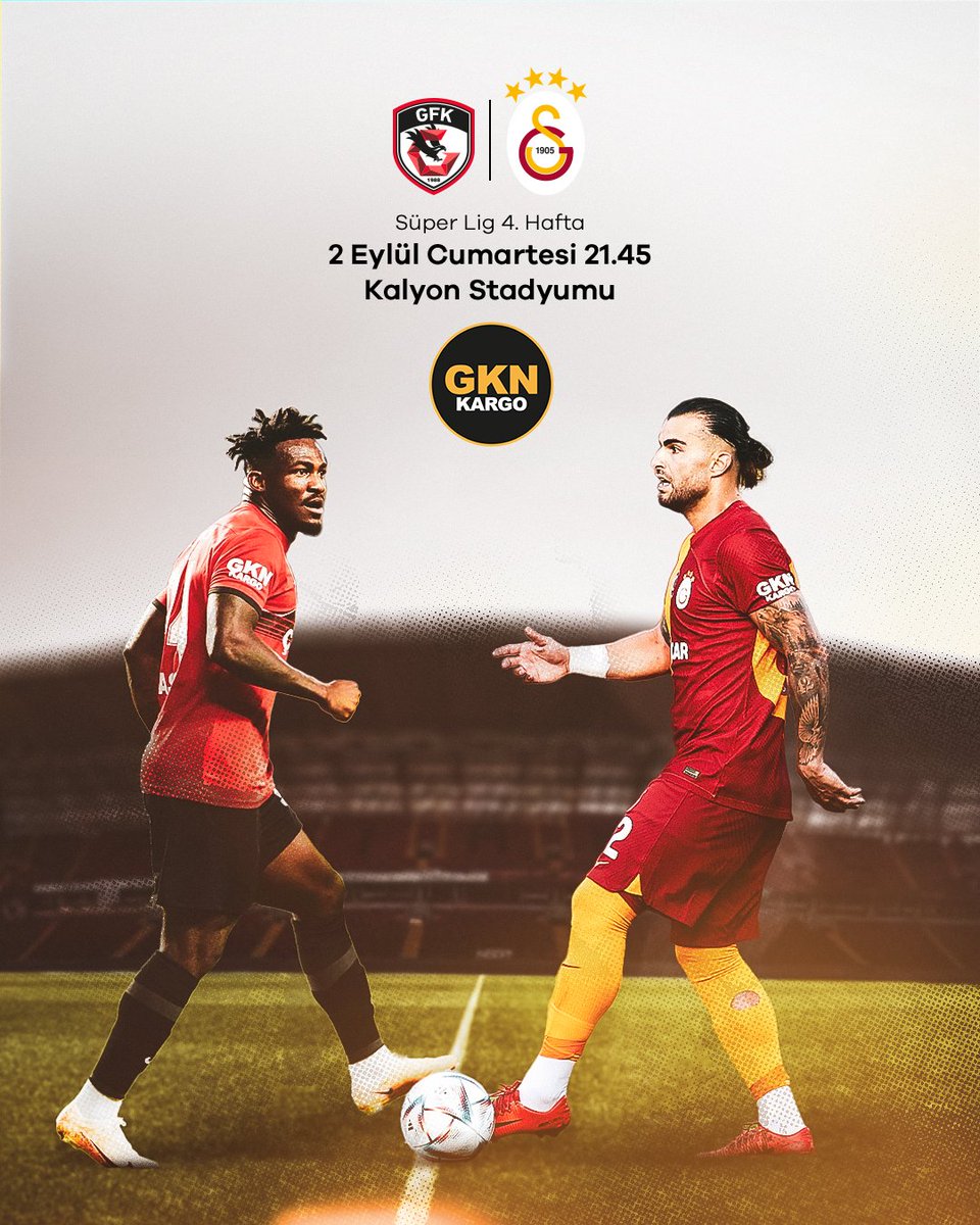 ⚽️ Resmi sponsoru olduğumuz Gaziantep FK ve Galatasaray, bu akşam 21.45'te Kalyon Stadyumu'nda Süper Lig'in 4. haftasında karşılaşacak; her iki takıma da başarılar diliyoruz. 🤝 İyi olan kazansın. 👏

#GaziantepRuhuyla #GFKvGS #GKNKargo #GüvenTaşır #GeleceğeTaşıyoruz