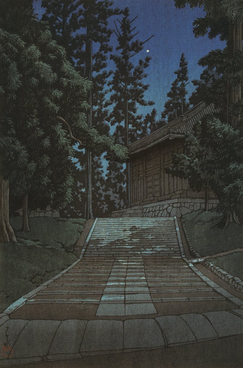 art_matomen's tweet image. 『平泉中尊寺金色堂』 川瀬巴水 1935年