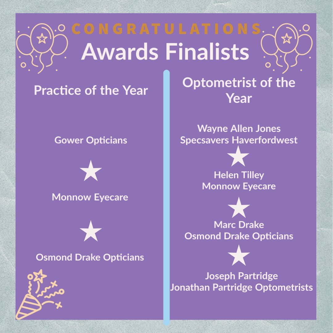 OptometryWales's tweet image. 🏆 Optometry Wales Awards 2023 🏆

💫Reminder our Finalists have been announced💫