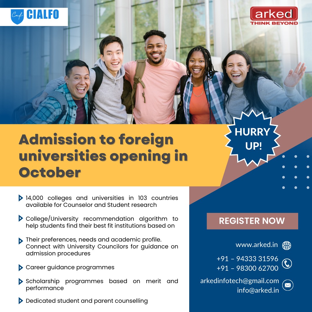 ArkedInfotech's tweet photo. Attention Dear Schools, Principals, Parents and Students!
Get admissions to your Dream College &amp; #dreamcareer
Hurry Up! Register now. 

https://t.co/I2HwwYoPhg

#ForeignAdmissions #GlobalEducation  #schoolprincipals #teachers #schools #universities https://t.co/pyKRBw7QTb
