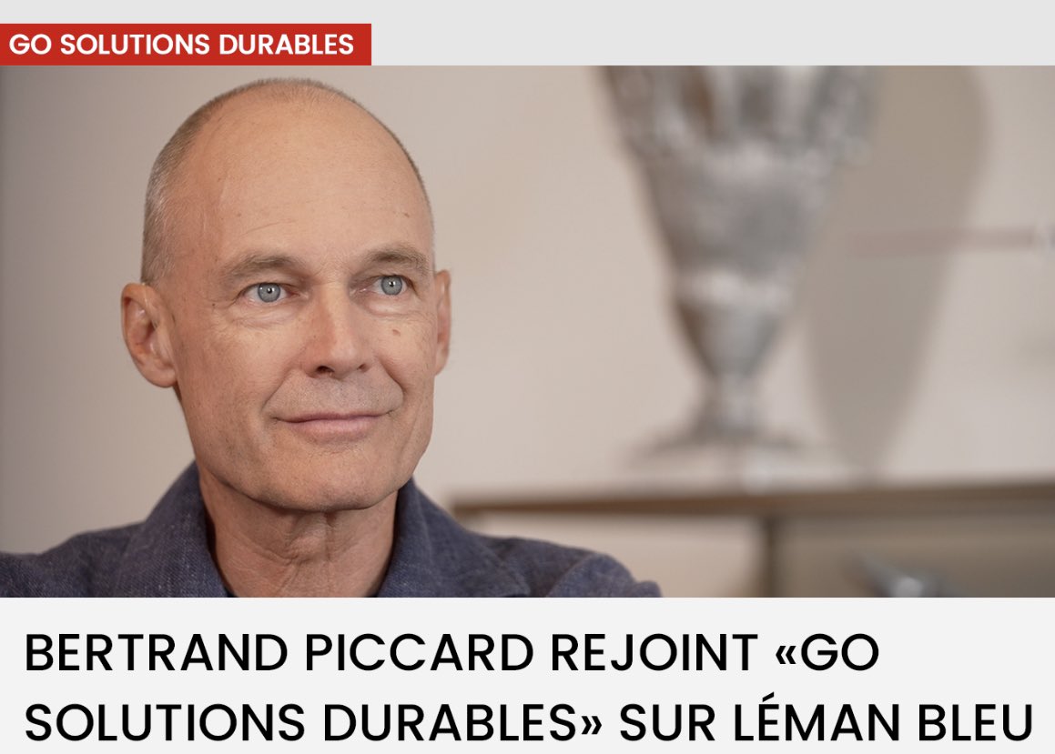 🌍 📣 Nouveau ! <a href="/bertrandpiccard/">Bertrand PICCARD</a> se joint à l’émission #GoSolutionsDurables sur <a href="/lemanbleutv/">Léman Bleu</a> Ensemble, nous mettrons en avant des solutions locales et durables d'exception certifiées par sa fondation. Grand plaisir de produire et animer Go et de commencer la saison 4.