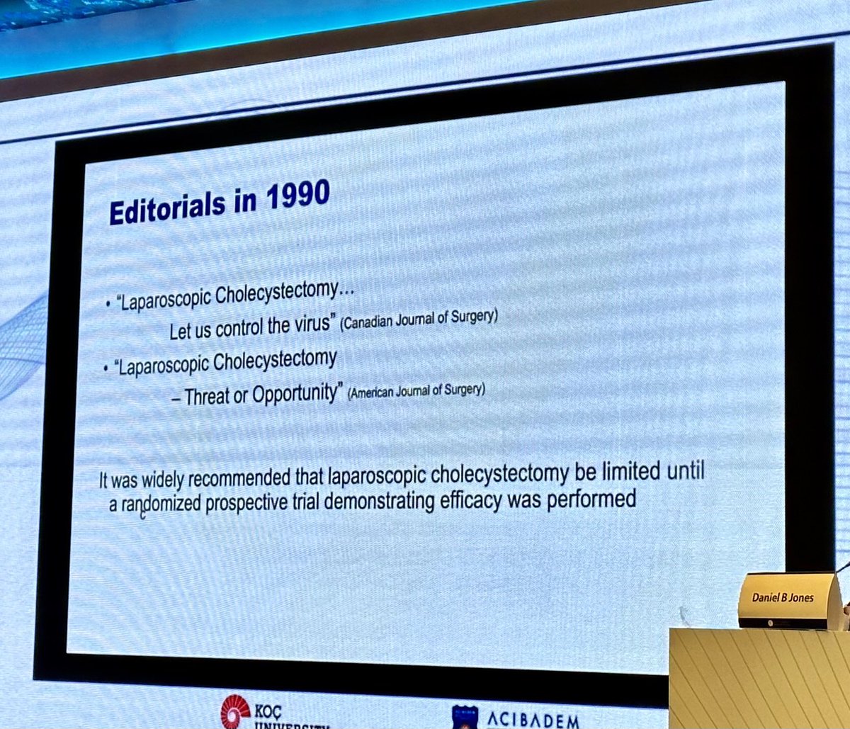 Demetrius Litwin giving us a history lesson on MIS at #RSCSummit2023. Powerful lessons.  Lap chole was vehemently opposed when first introduced and active measures were taken to suppress it.  Easy to see the analogy to #roboticsurgery.