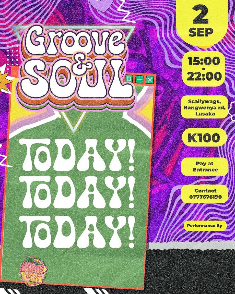 oasis_fest's tweet photo. GROOVE &amp; SOUL. TODAY 💜
Come thru!

CALL 0777676190 For inquiries. https://t.co/8YgxJWXcpj